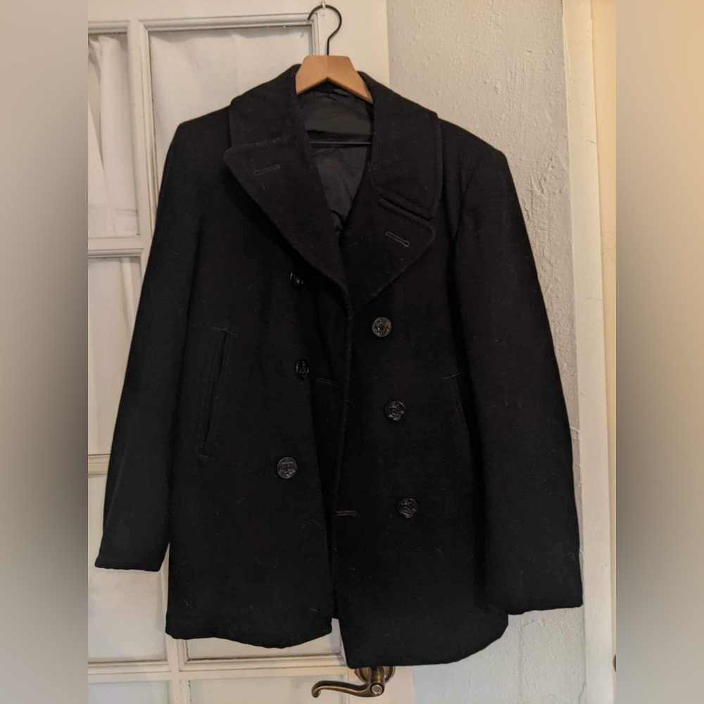 US Navy Peacoat color black. Size 36R
